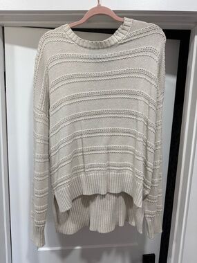 cupcakes & cashmere Cream Textured Crewneck Sweater